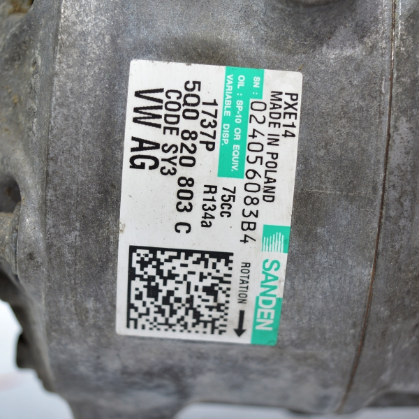 Компресор климатик Audi A3 1.8 TFSI 5Q0820803C 2013г 6 писти