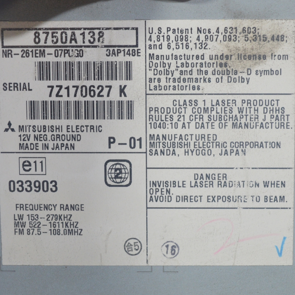 Радио CD Peugeot 4007 2.2 HDI 156 конски сили 8750A138